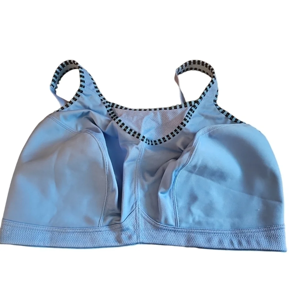 Glamorise sz 42 G wireless turquoise blue black sports bra new WL17